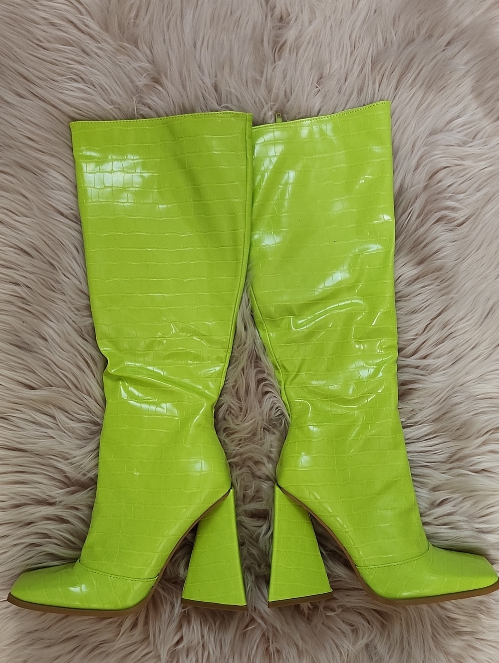 Brand New SHEIN FAUX LEATHER SNAKESKIN KNEE-HI GO-GO BOOTS-7